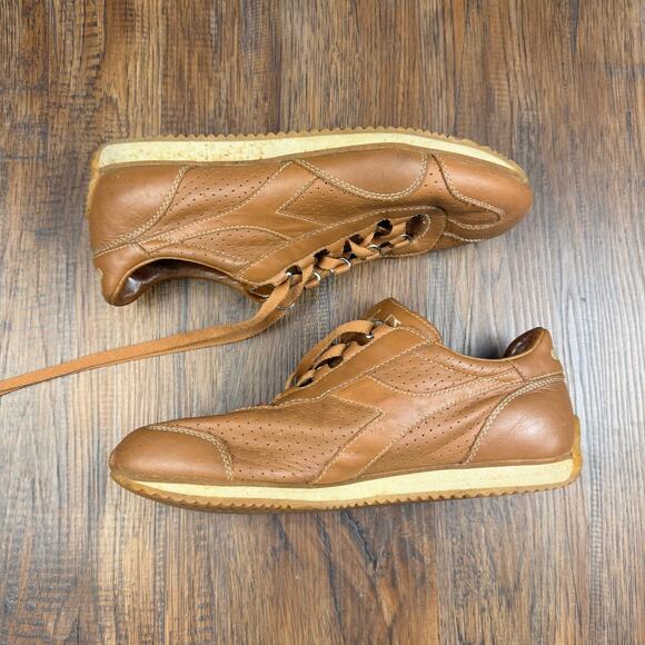 Diadora Leather Sneakers Brown Retro Running Shoes Mens 7.5 Heritage Style main image 5